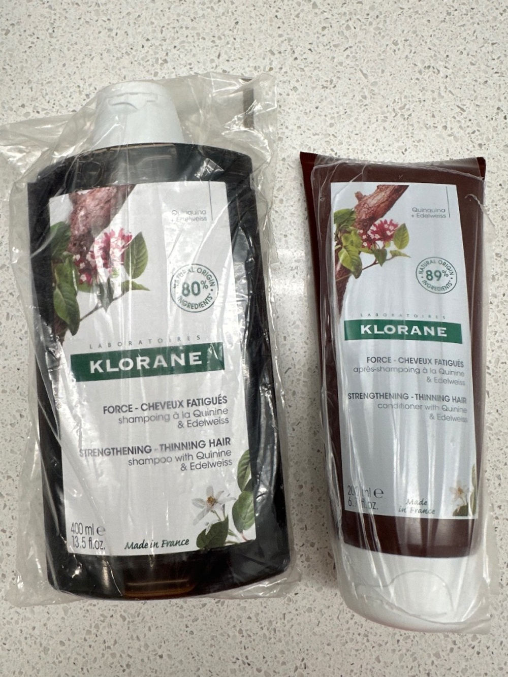 Sealed Klorane Quinine and Edelweiss Shampoo and Conditioner